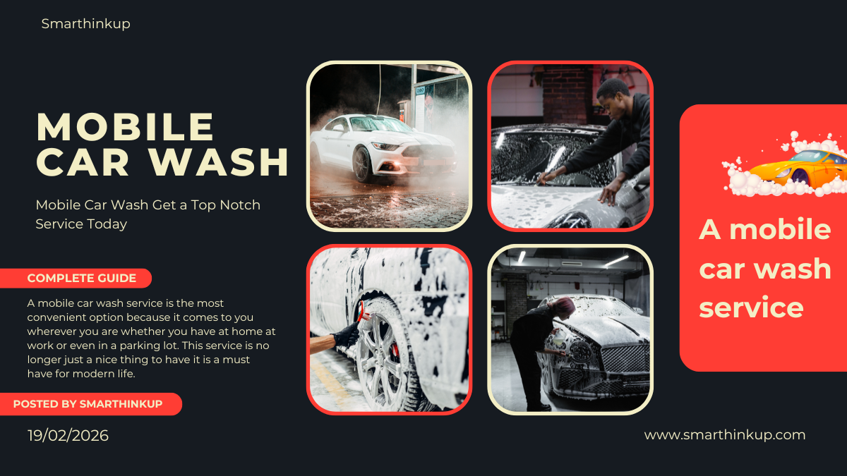 Professional mobile car wash service cleaning car at customer’s home