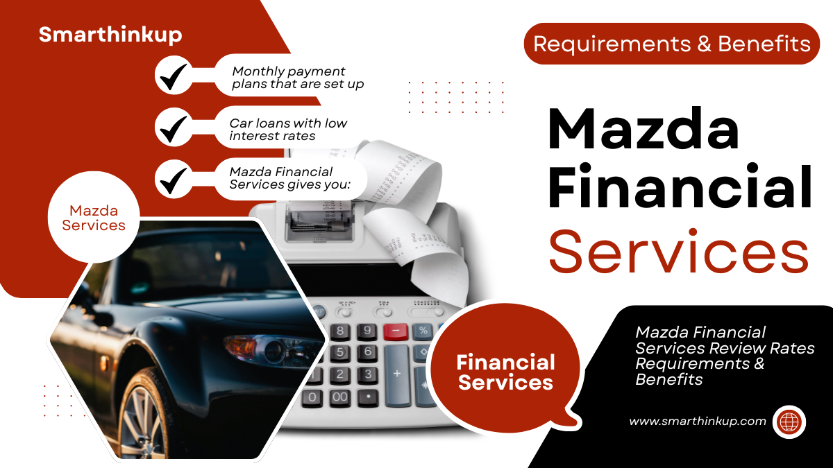 Mazda Financial Services illustration showing car financing, low-interest loans, and payment plans