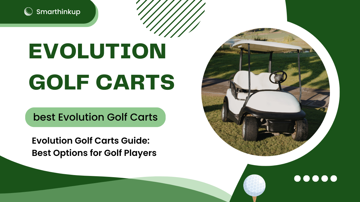 Evolution golf carts parked on a golf course with modern design and electric features