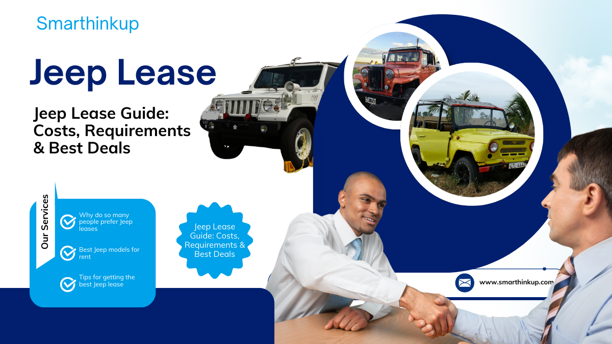 Jeep lease guide illustration showing Jeep models costs requirements and best deals